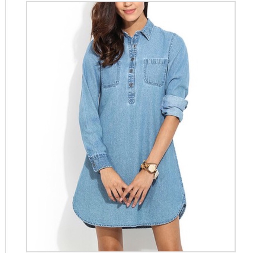 NWT Hope and Luck Denim Chambray Shirt Dress Tunic Size Medium